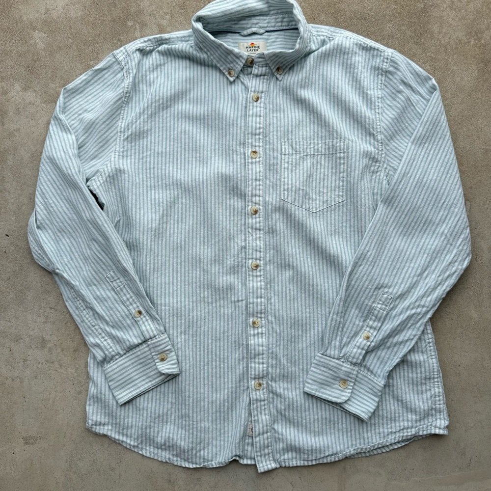 Marine Layer Pale Blue Striped Button-Down Shirt